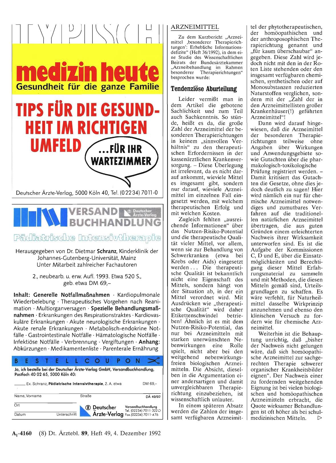 Vorschauseite 1: ARZNEIMITTEL: Tendenziöse Aburteilung