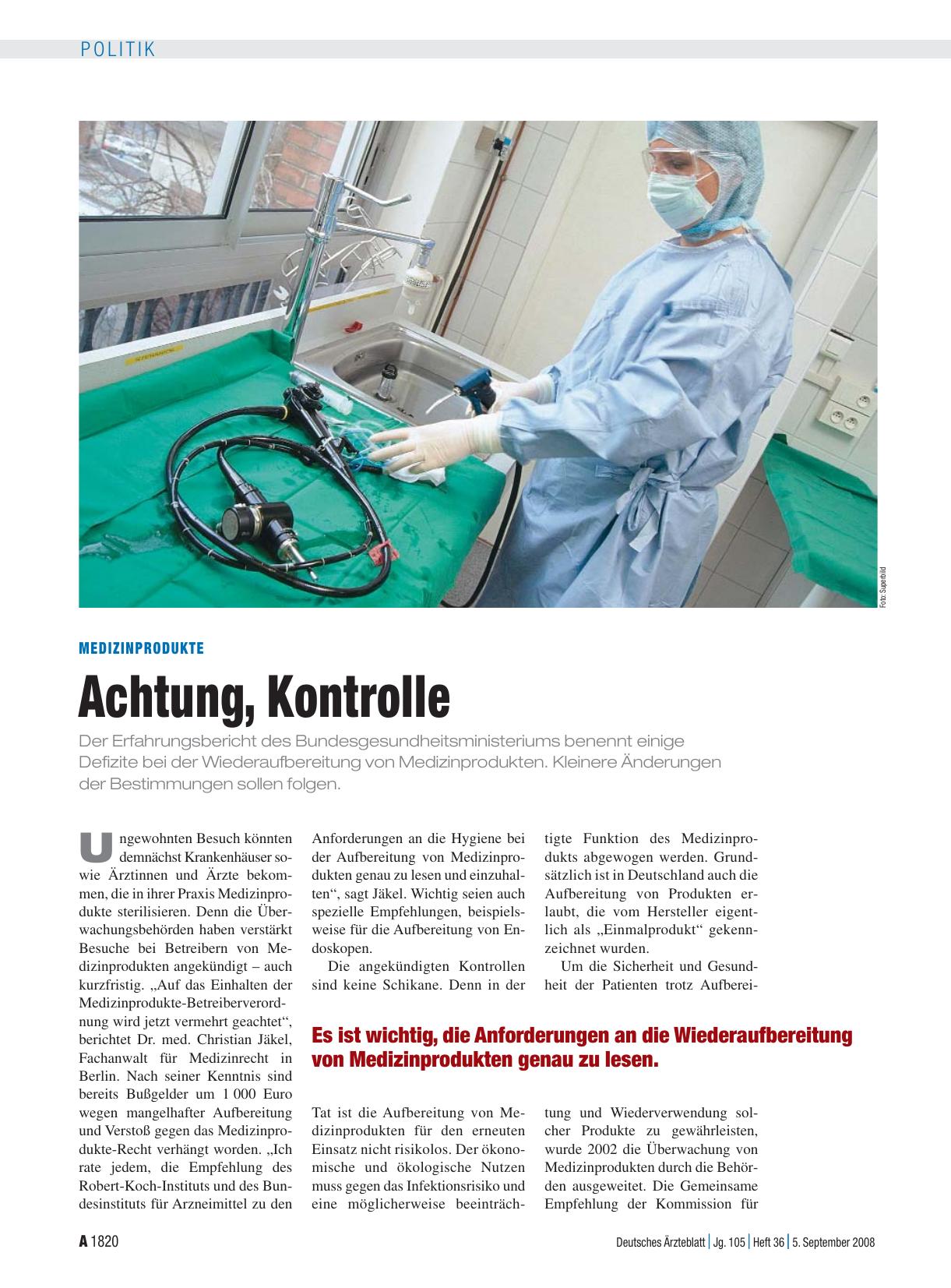 Vorschauseite 1: Medizinprodukte: Achtung, Kontrolle