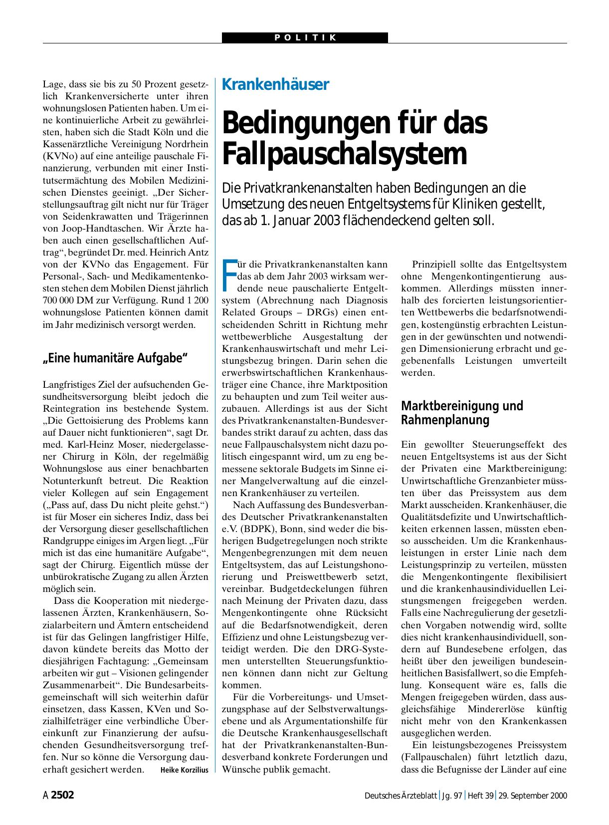 Vorschauseite 1: Krankenhäuser: Bedingungen für das Fallpauschalsystem