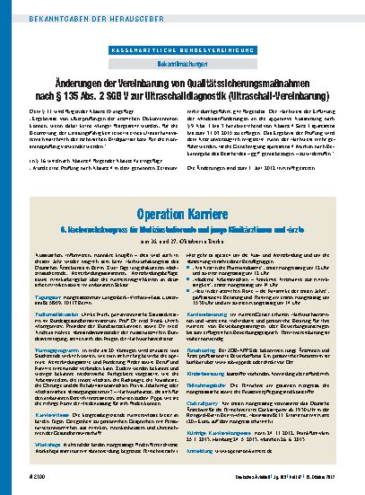 Vorschauseite 1: Operation Karriere: 6. Nachwuchskongress für Medizinstudierende und junge Klinikärztinnen und -ärzte