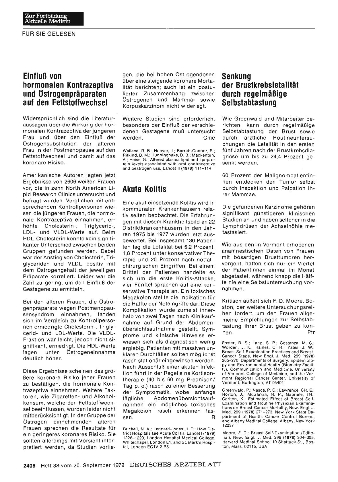 Vorschauseite 1: Einfluß von hormonalen Kontrazeptiva und Ostrogenpräparaten auf den Fettstoffwechsel