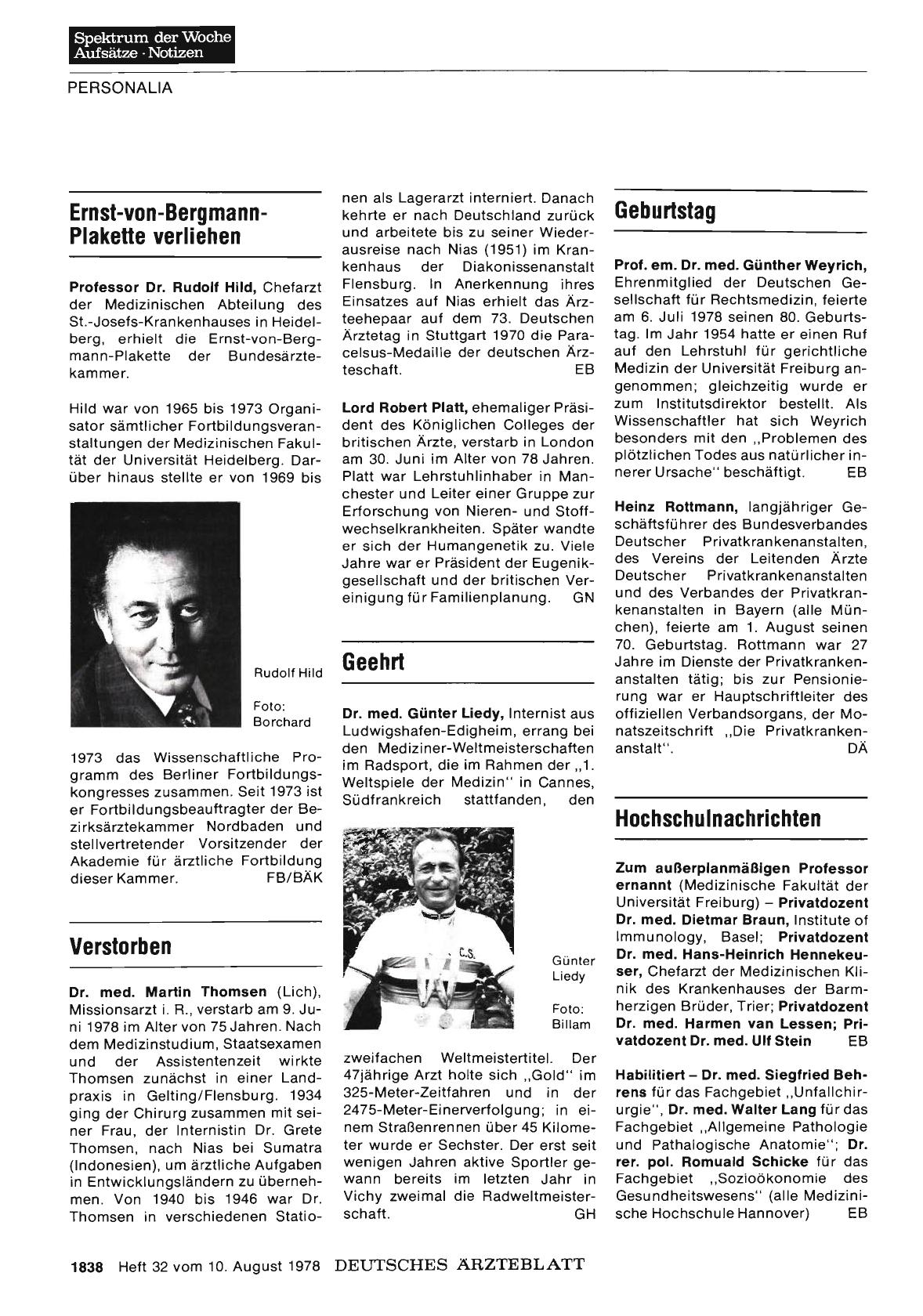 Vorschauseite 1: Ernst-von-Bergmann-Plakette verliehen