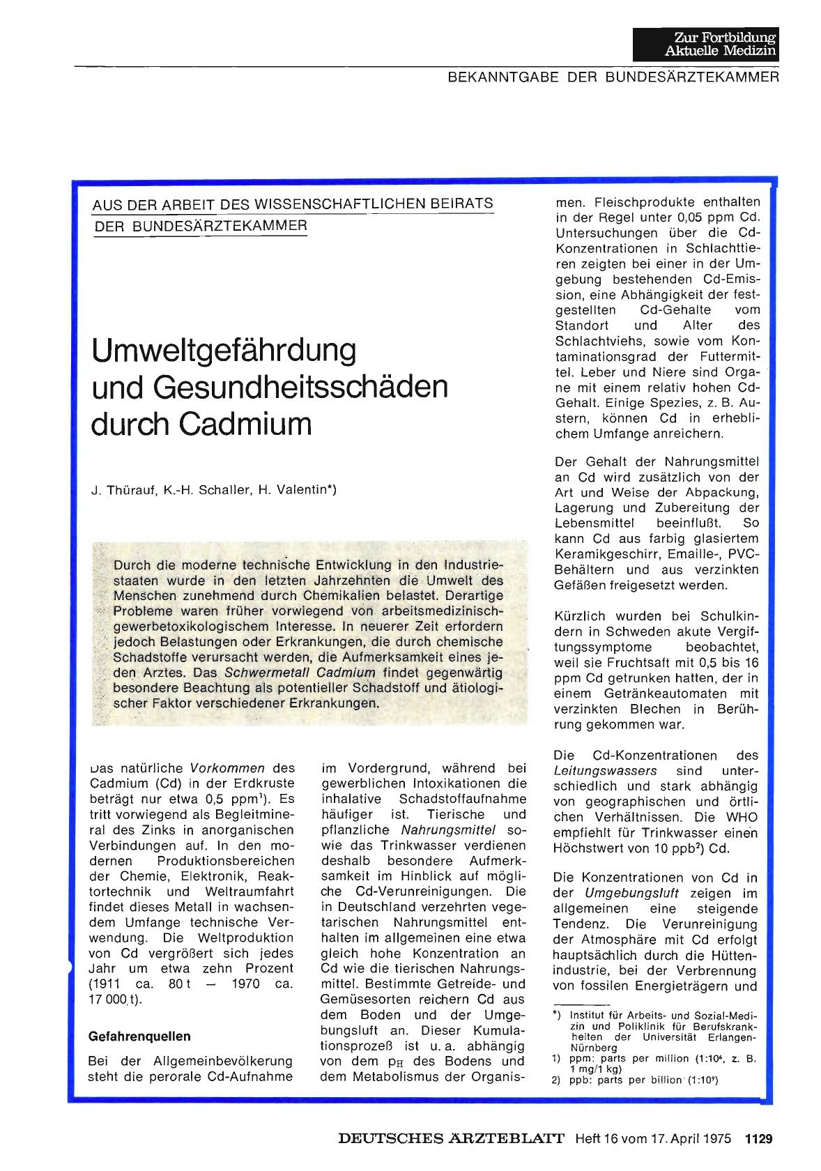 Vorschauseite 1: Umweltgefährdung und Gesundheitsschäden durch Cadmium