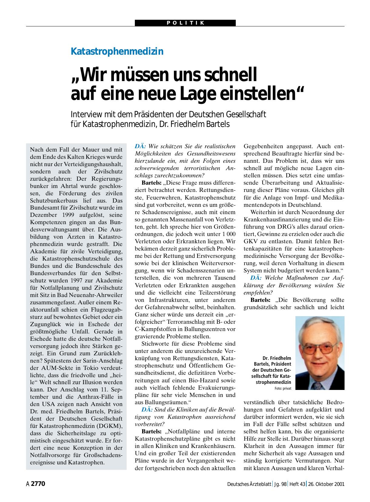 Vorschauseite 1: Katastrophenmedizin: „Wir müssen uns schnell auf eine neue Lage einstellen“