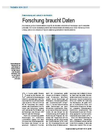 Vorschauseite 1: Datennutzung und -schutz in der Medizin: Forschung braucht Daten