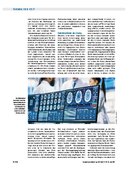 Vorschauseite 3: Datennutzung und -schutz in der Medizin: Forschung braucht Daten