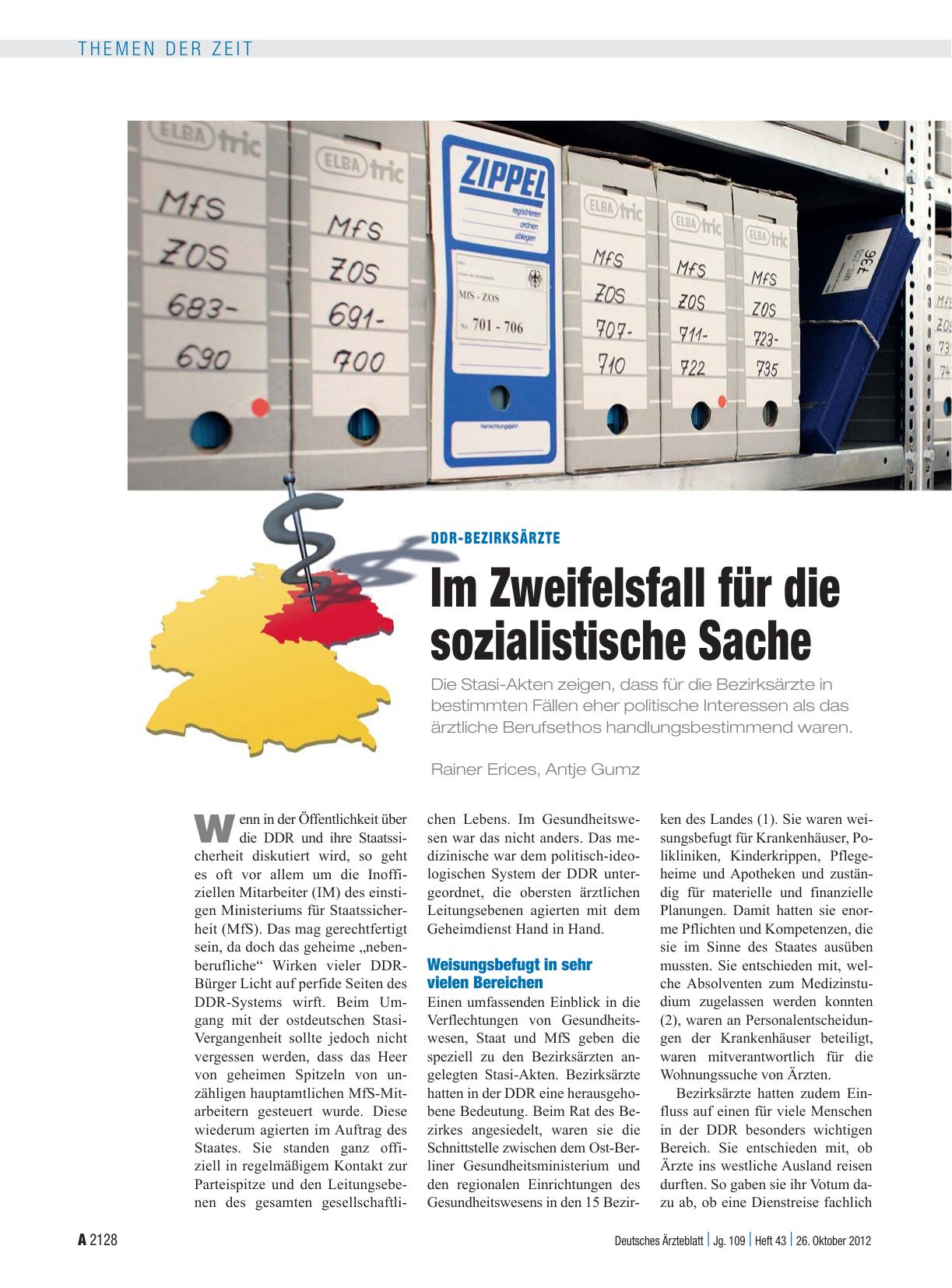Vorschauseite 1: DDR-Bezirksärzte: Im Zweifelsfall für die sozialistische Sache