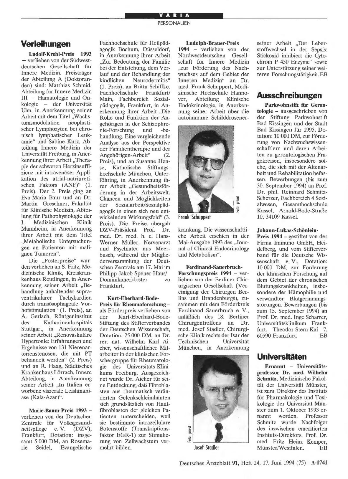 Vorschauseite 1: Verleihungen
