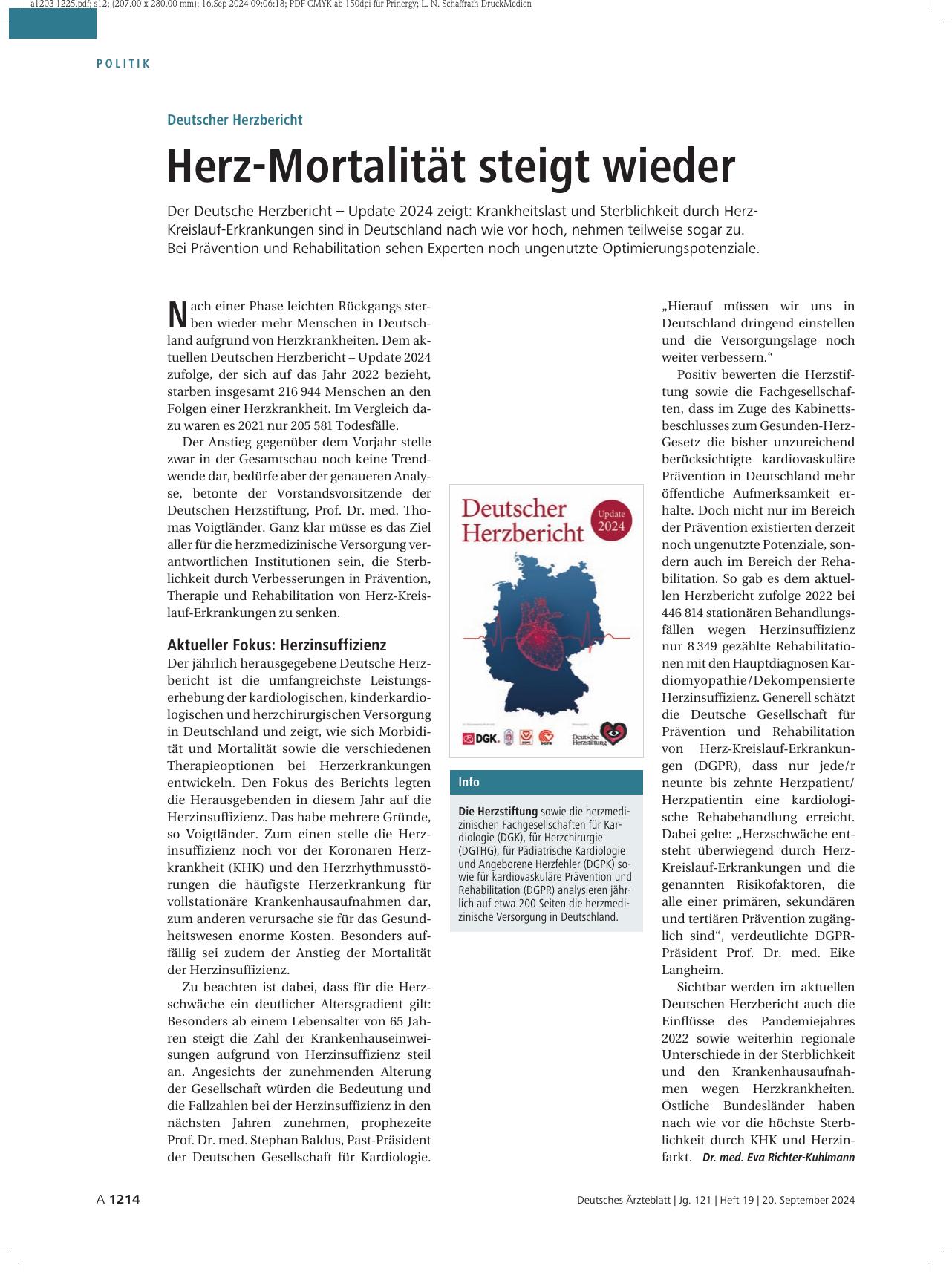 Vorschauseite 1: Deutscher Herzbericht: Herz-Mortalität steigt wieder