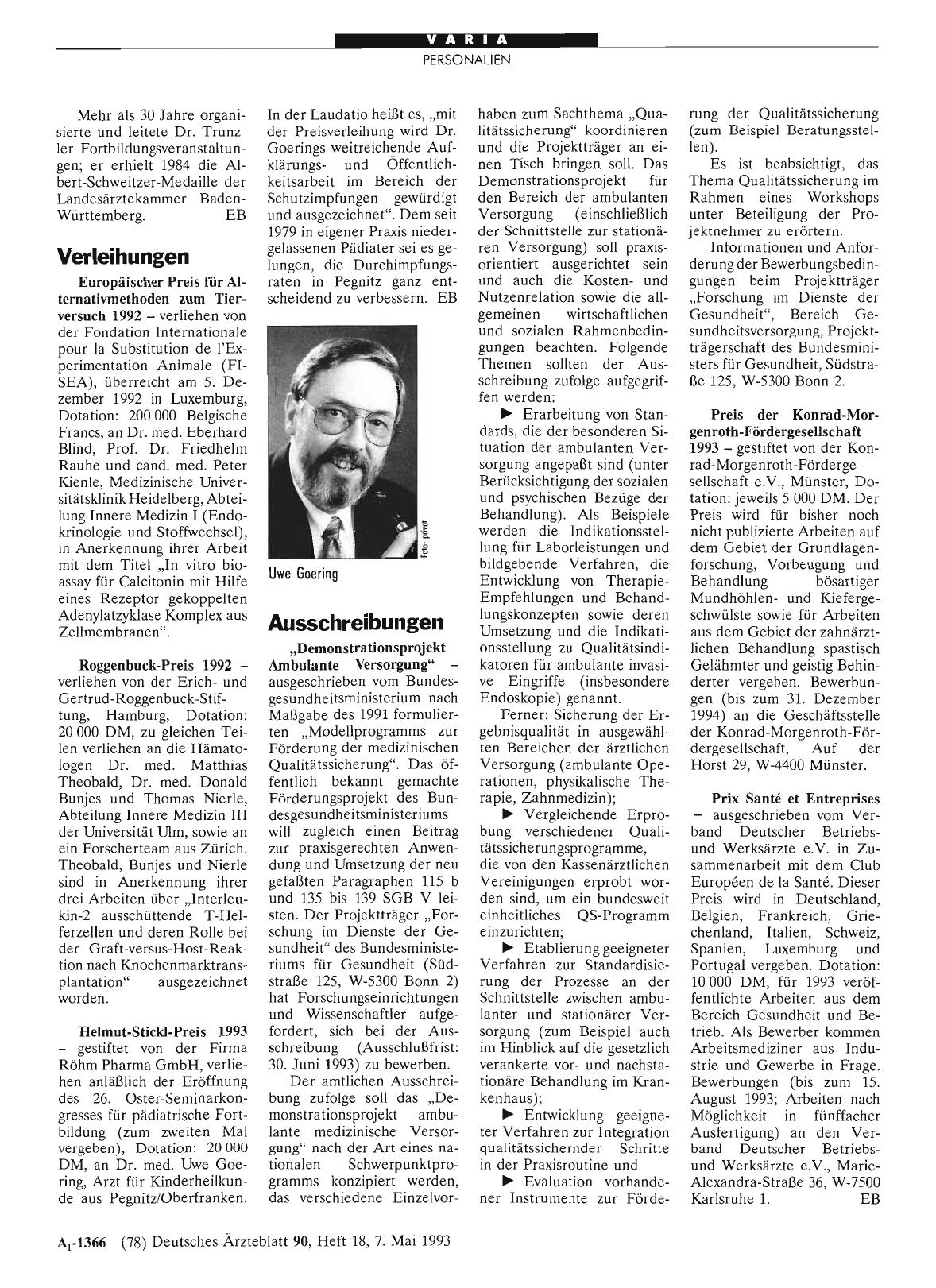 Vorschauseite 1: Verleihungen