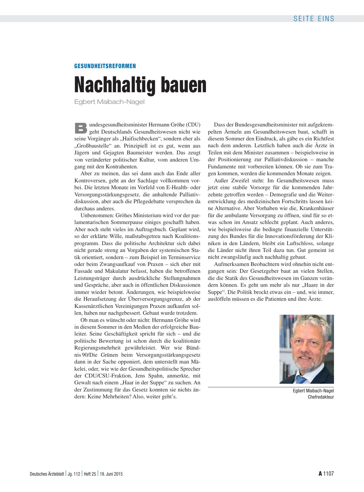 Vorschauseite 1: Gesundheitsreformen: Nachhaltig bauen