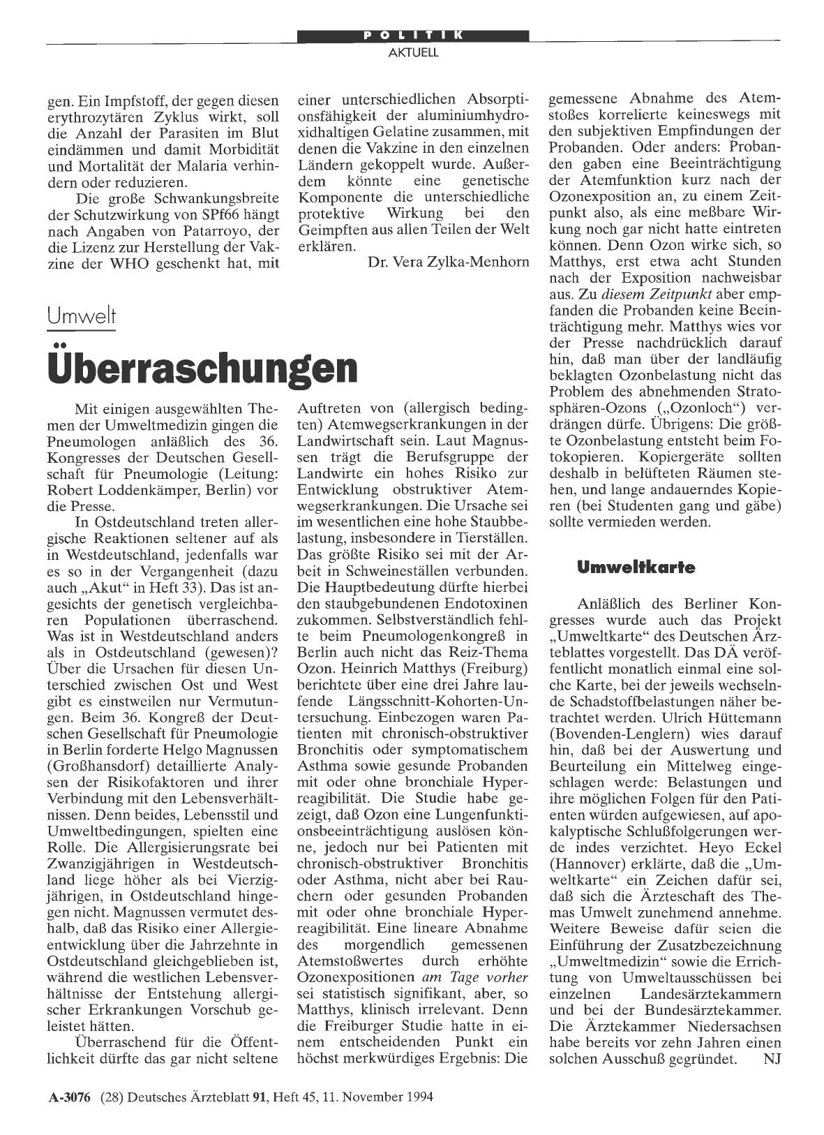 Vorschauseite 1: Umwelt: Überraschungen