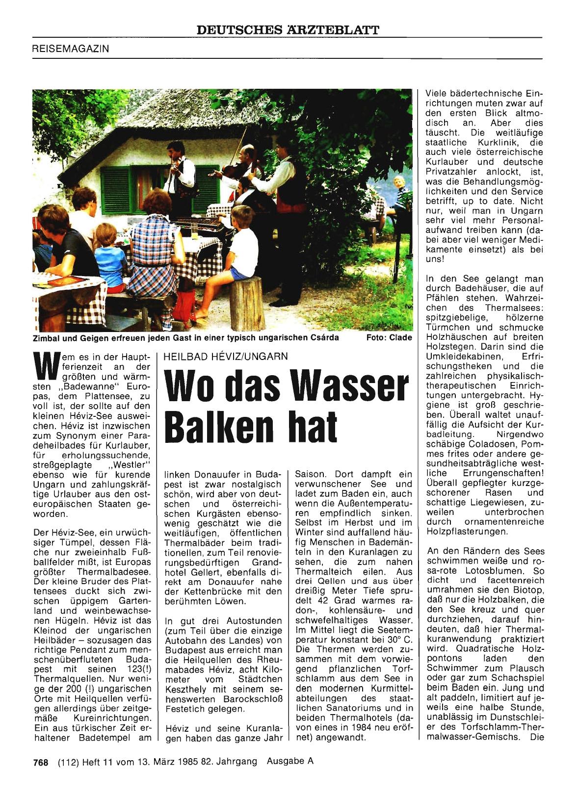Vorschauseite 1: Wo das Wasser Balken hat: HEILBAD HEVIZ/UNGARN
