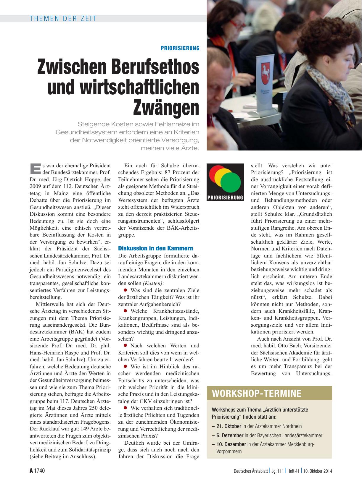 Vorschauseite 1: Priorisierung: Zwischen Berufsethos und wirtschaftlichen Zwängen