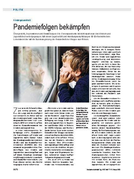 Vorschauseite 1: Kindergesundheit: Pandemiefolgen bekämpfen