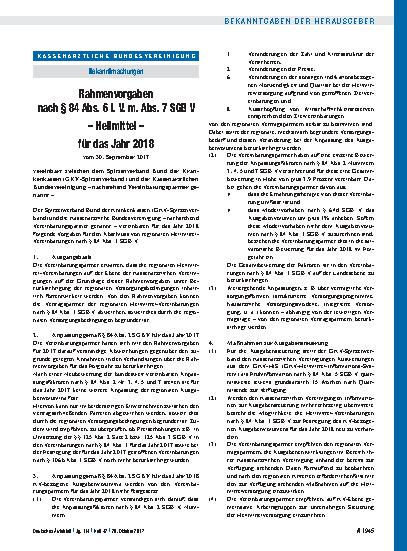 Vorschauseite 1: Rahmenvorgaben nach § 84 Abs. 6 i. V. m. Abs. 7 SGB V – Heilmittel – für das Jahr 2018