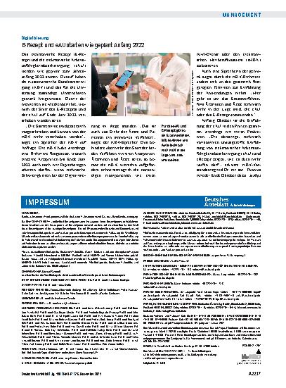 Vorschauseite 1: Digitalisierung: E-Rezept und eAU starten wie geplant Anfang 2022