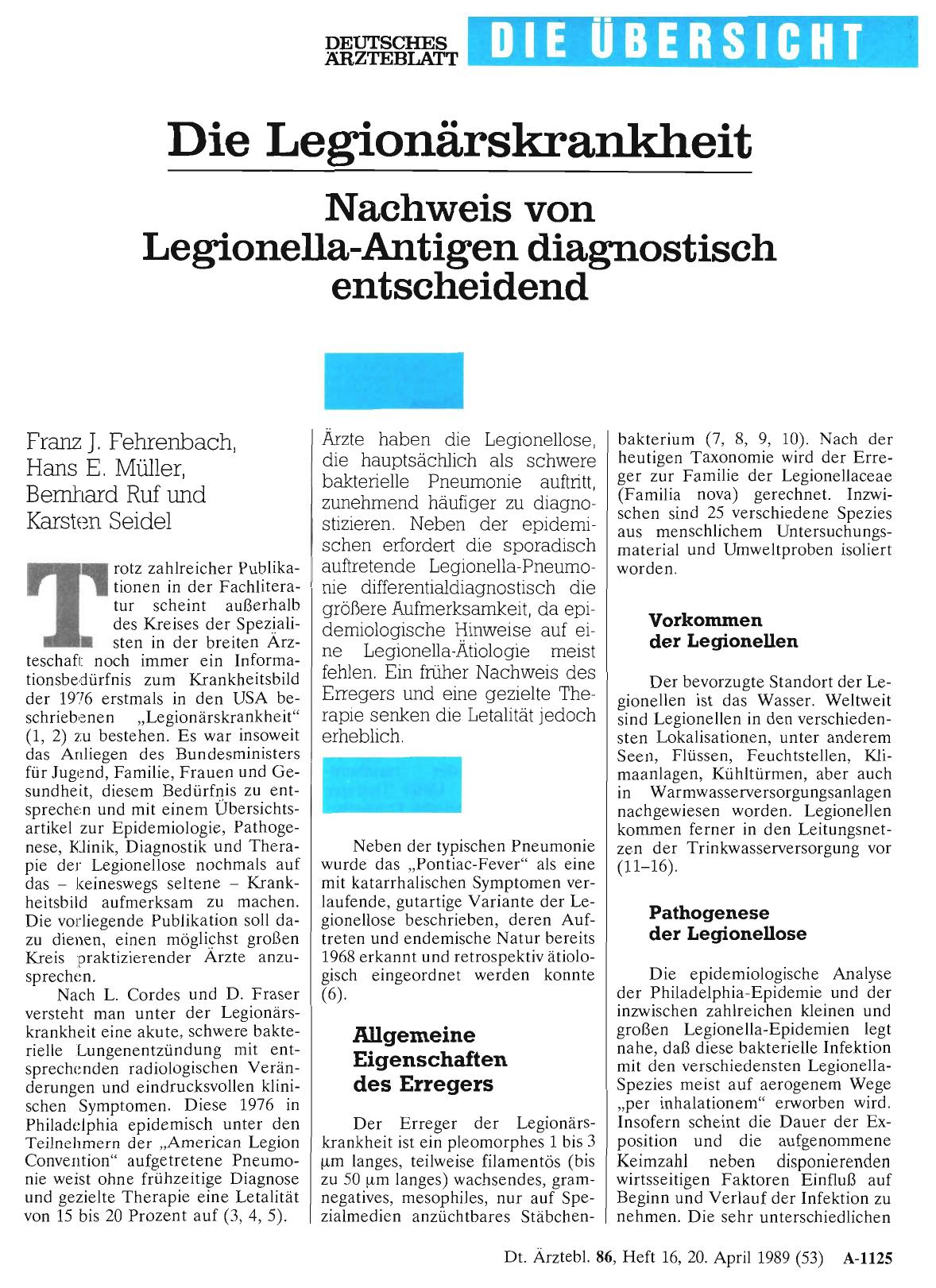 Vorschauseite 1: Die Legionärskrankheit: Nachweis von Legionella-Antigen diagnostisch entscheidend