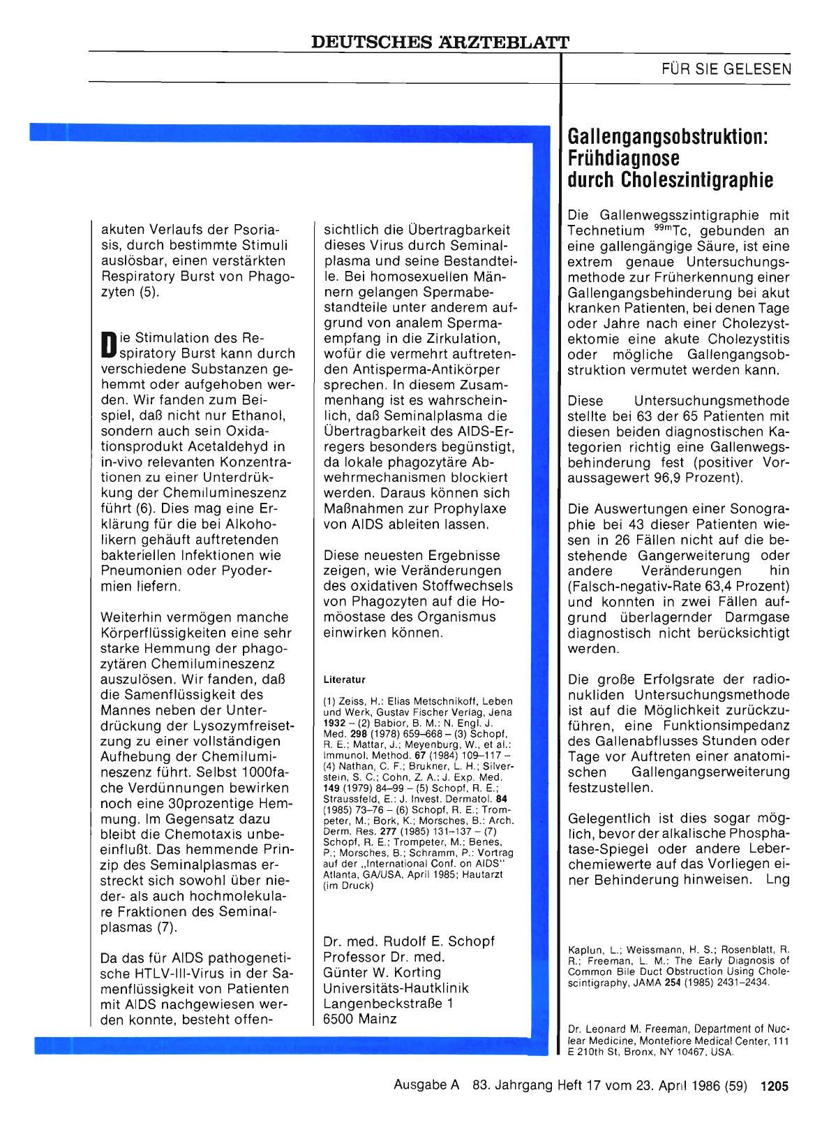 Vorschauseite 1: Gallengangsobstruktion: Frühdiagnose durch Choleszintigraphie