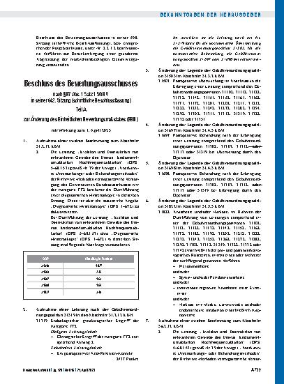 Vorschauseite 2: Beschluss des Bewertungsausschusses nach § 87 Abs. 1 Satz 1 SGB V in seiner 641. Sitzung (schriftliche Beschlussfassung): Teil A zur Änderung des Einheitlichen Bewertungsmaßstabes…
