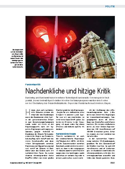 Vorschauseite 1: Pandemiepolitik: Nachdenkliche und hitzige Kritik
