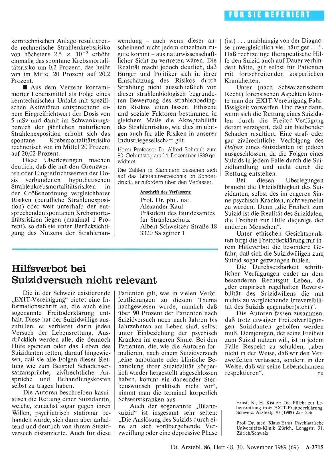 Vorschauseite 1: Hilfsverbot bei Suizidversuch nicht relevant
