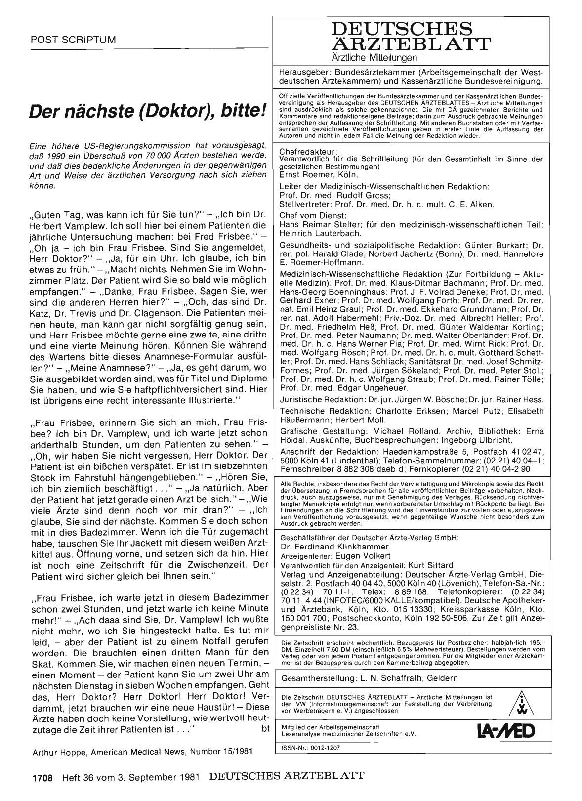 Vorschauseite 1: Der nächste (Doktor), bitte!