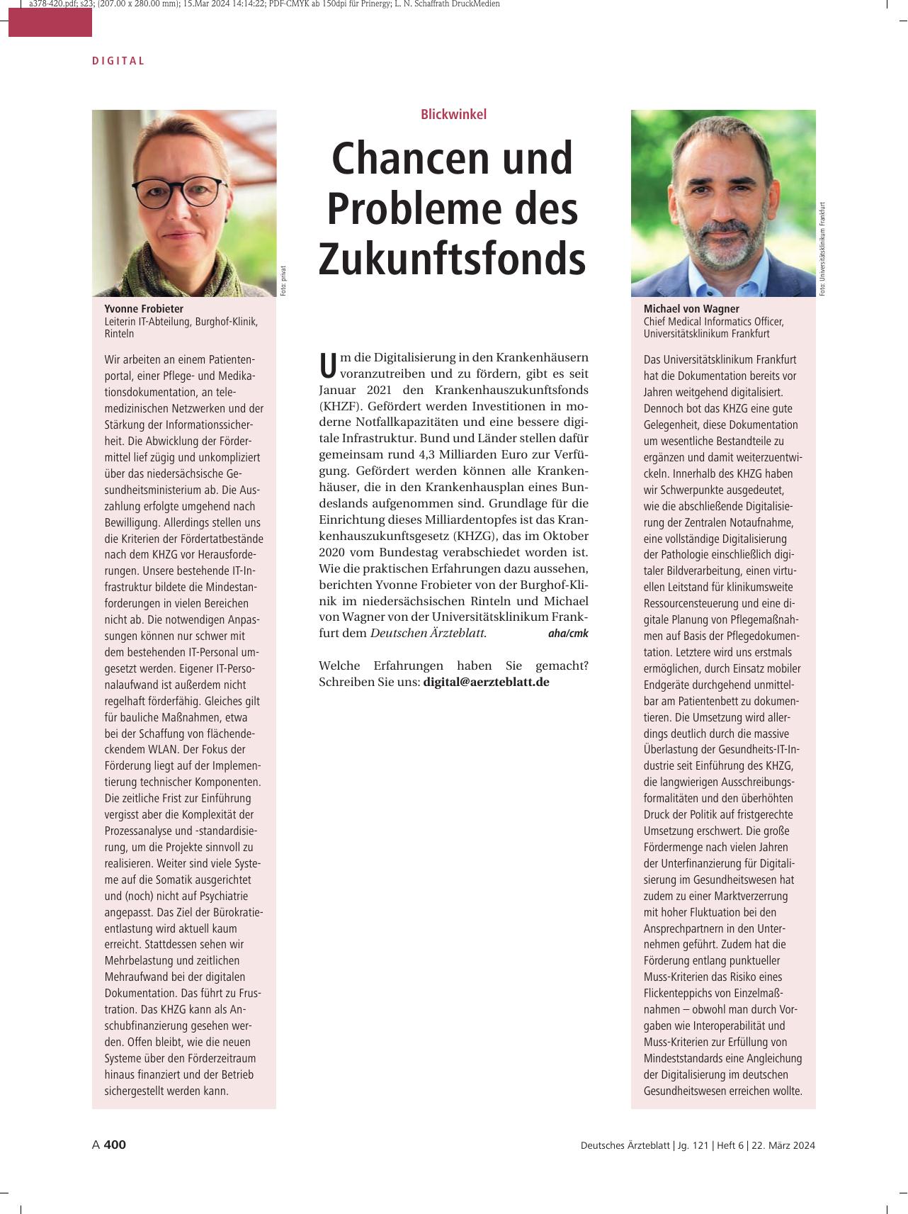 Vorschauseite 1: Blickwinkel: Chancen und Probleme des Zukunftsfonds