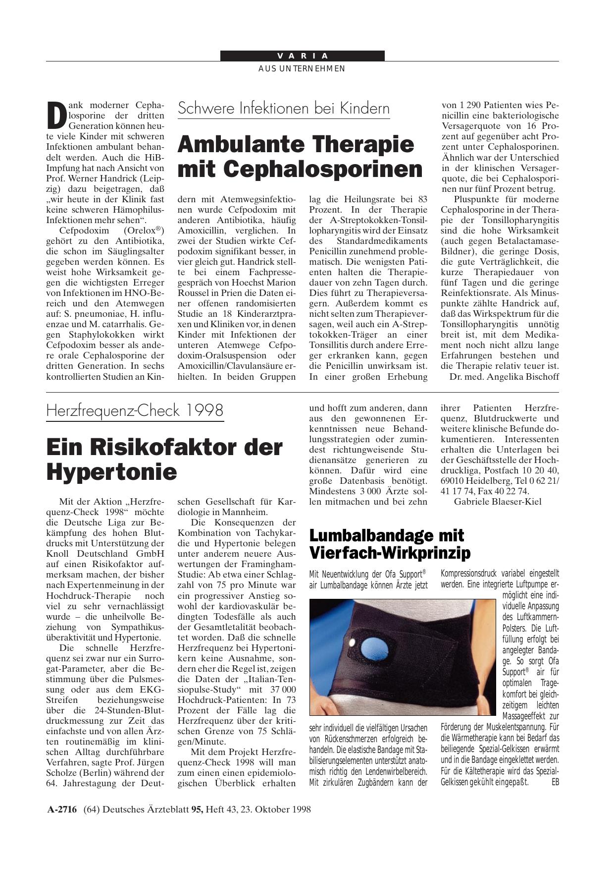 Vorschauseite 1: Schwere Infektionen bei Kindern: Ambulante Therapie mit Cephalosporinen