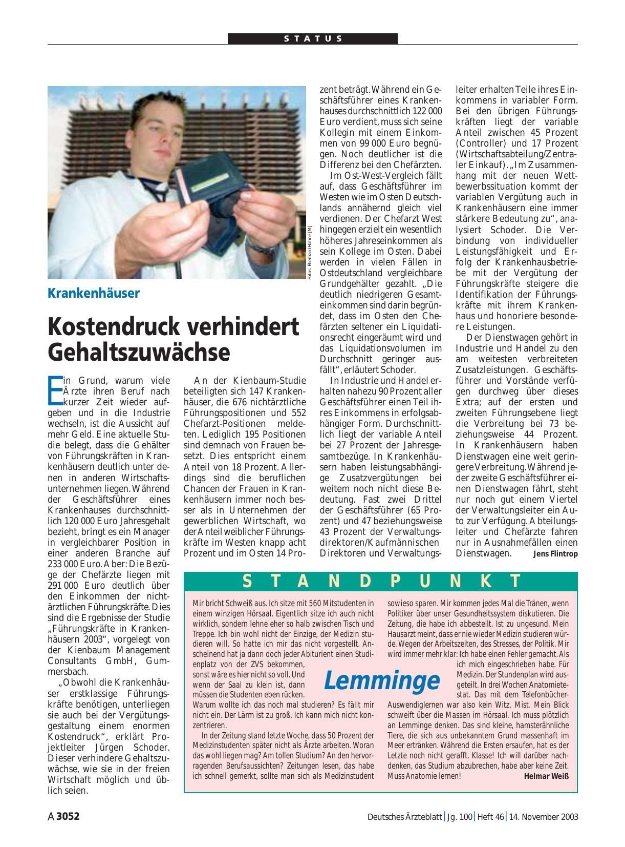 Vorschauseite 1: Standpunkt: Lemminge