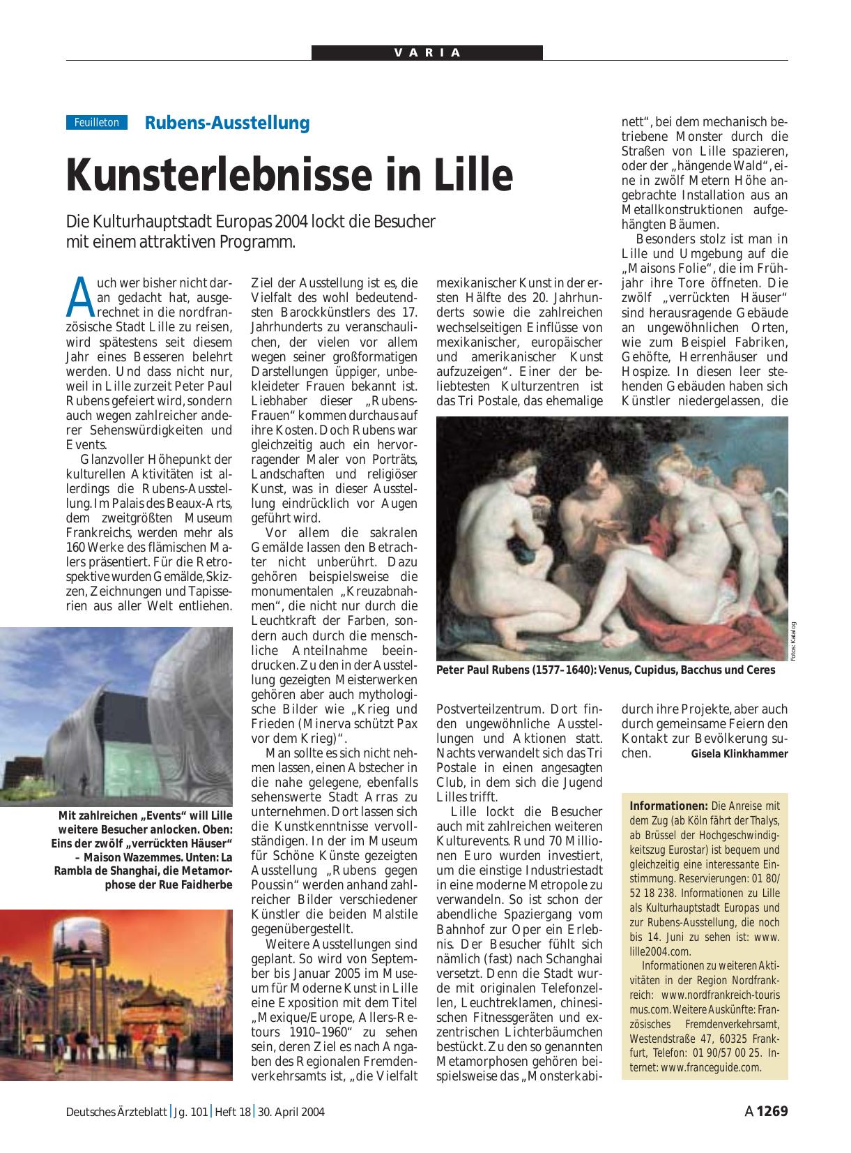 Vorschauseite 1: Rubens-Ausstellung: Kunsterlebnisse in Lille