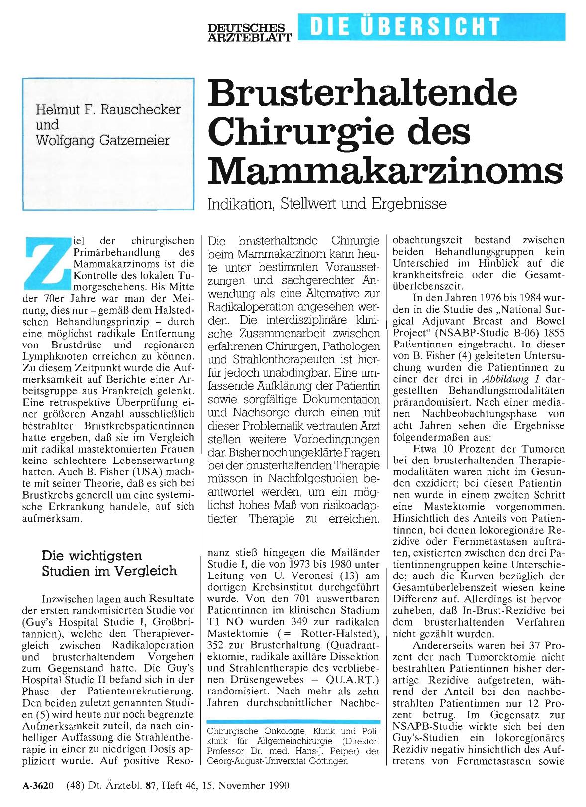 Vorschauseite 1: Brusterhaltende Chirurgie des Mammakarzinoms: Indikation, Stellwert und Ergebnisse