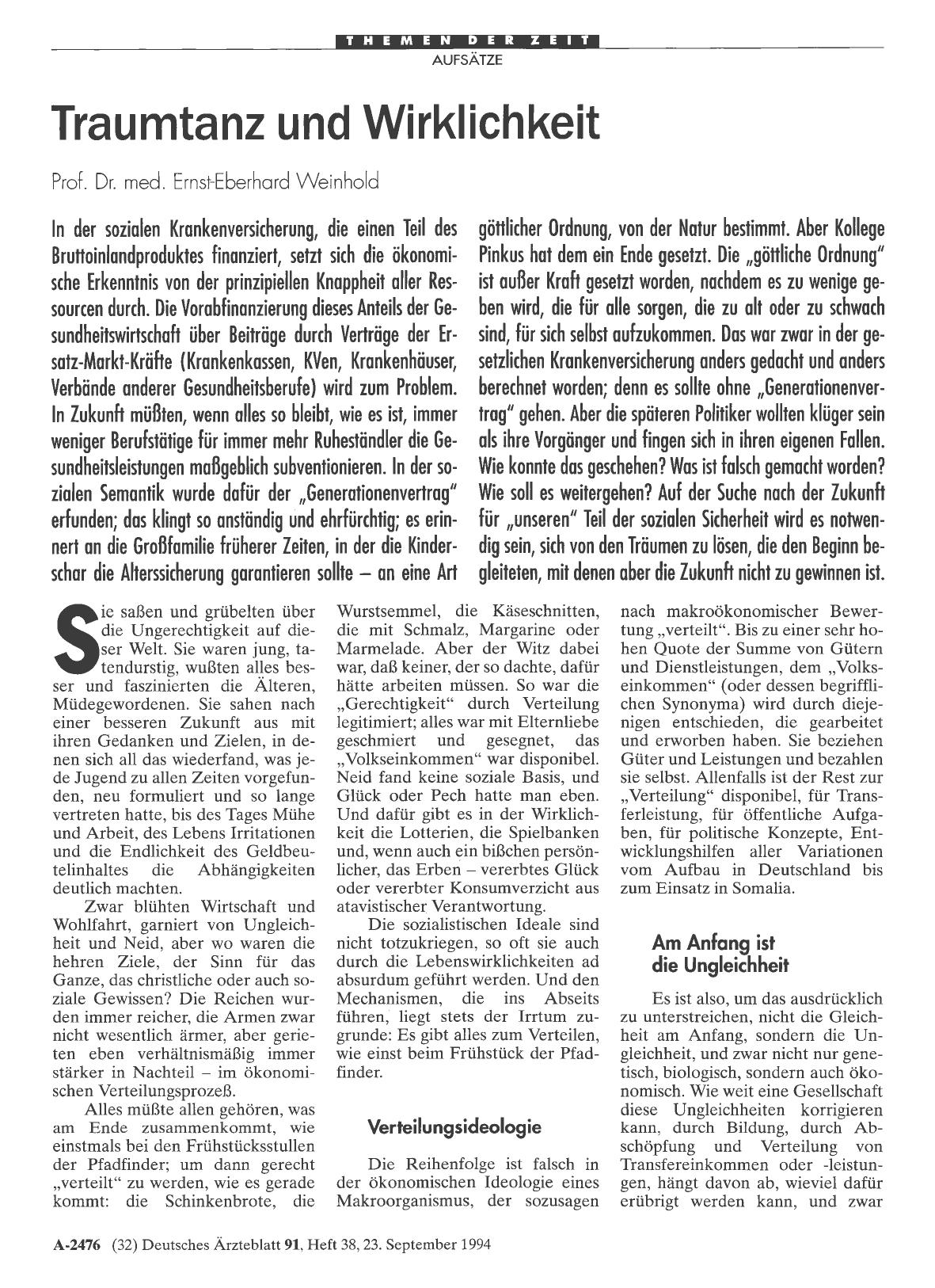 Vorschauseite 1: Traumtanz und Wirklichkeit