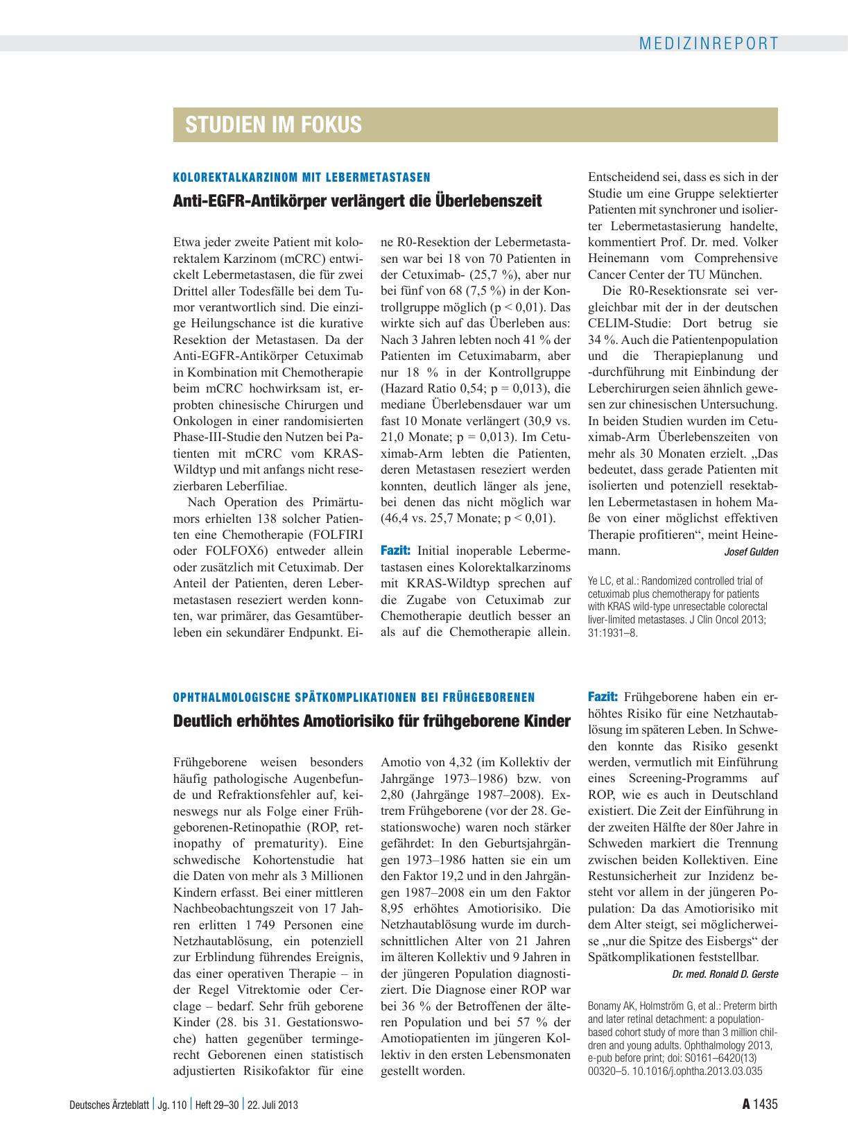 Vorschauseite 1: Ophthalmologische Spätkomplikationen bei Frühgeborenen: Deutlich erhöhtes Amotiorisiko für frühgeborene Kinder