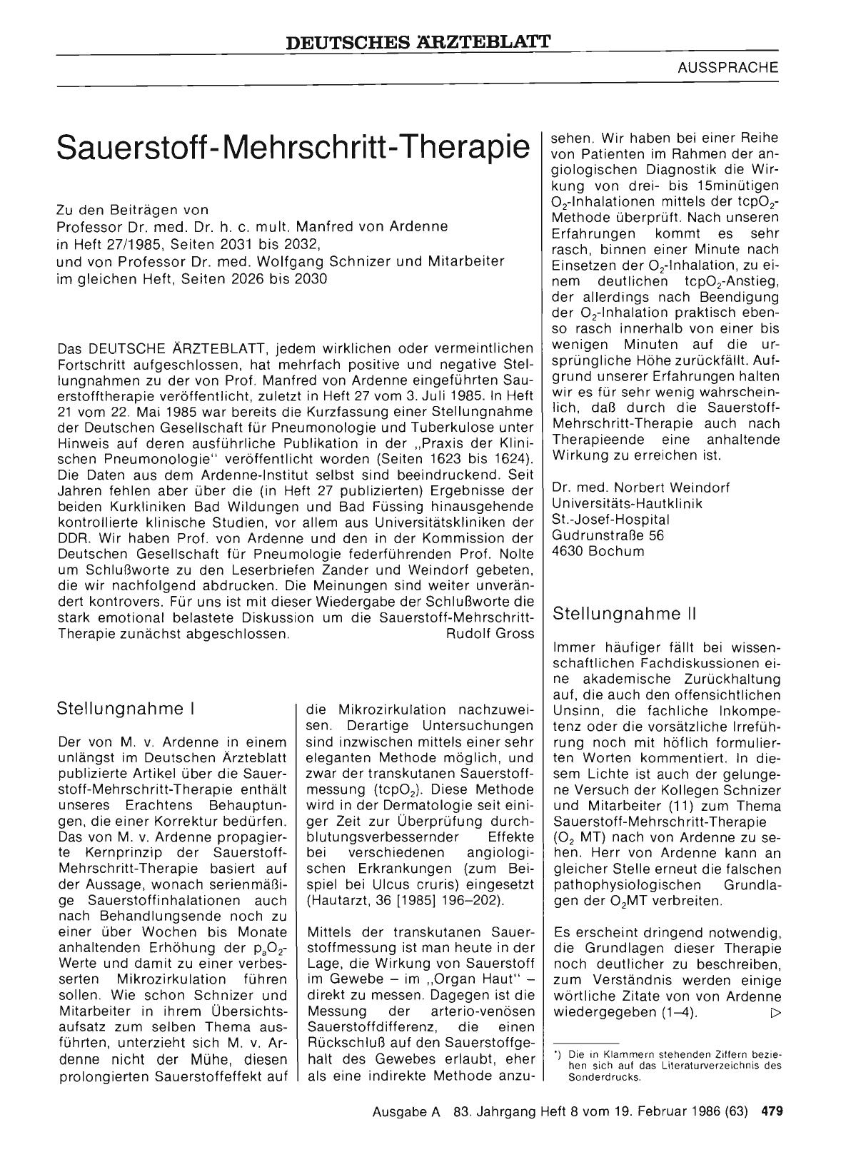 Vorschauseite 1: Sauerstoff-Mehrschritt-Therapie: Stellungnahme II