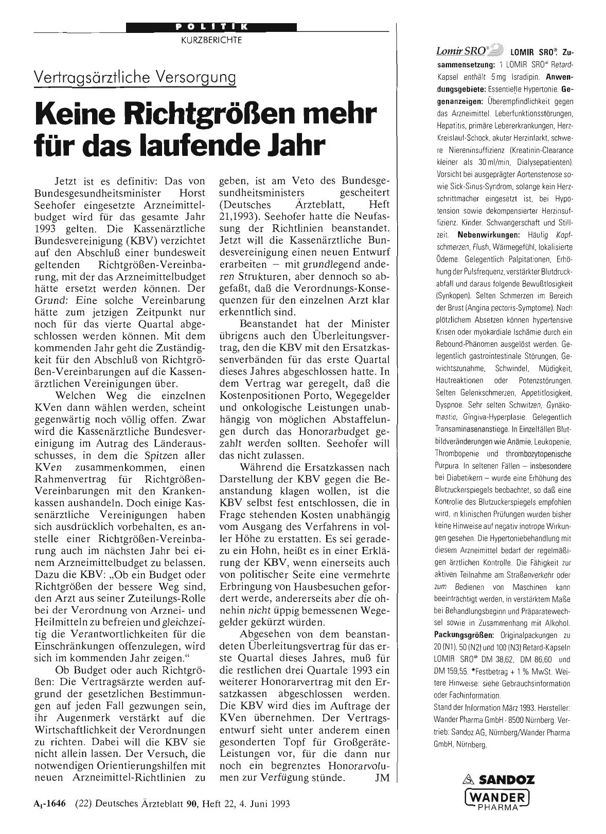Vorschauseite 1: Vertragsärztliche Versorgung: Keine Richtgrößen mehr für das laufende Jahr