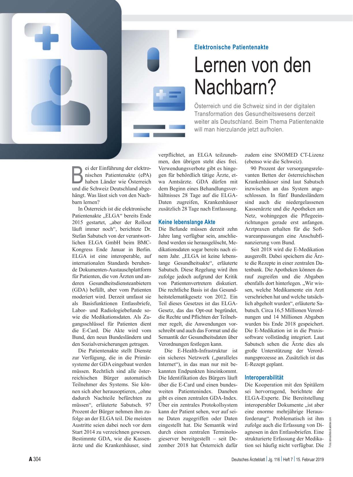 Vorschauseite 1: Elektronische Patientenakte: Lernen von den Nachbarn?