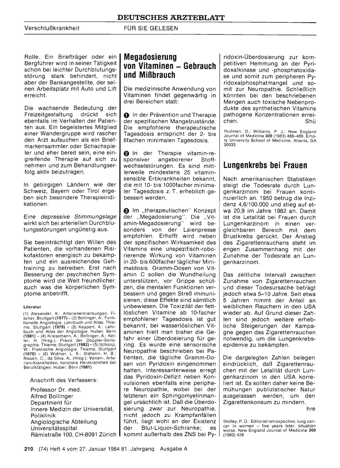 Vorschauseite 1: Megadosierung von Vitaminen — Gebrauch und Mißbrauch