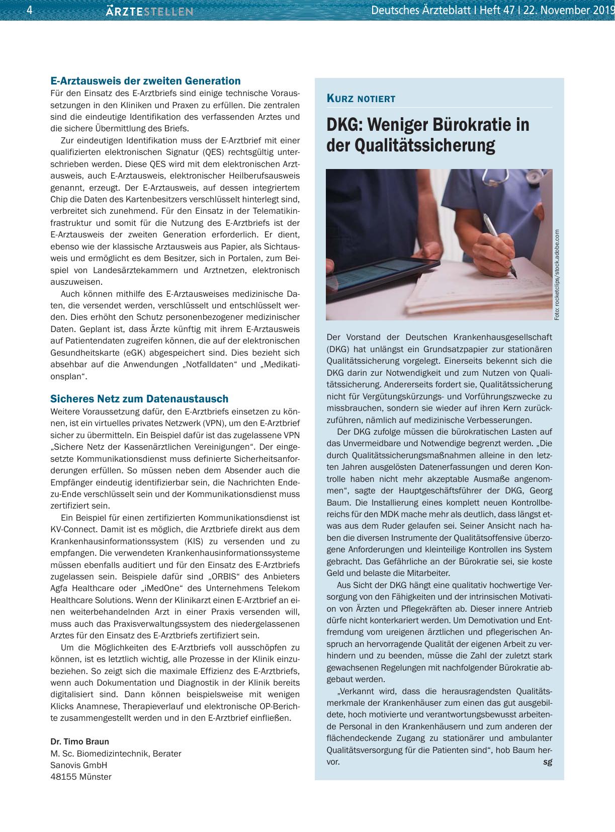 Vorschauseite 1: DKG: Weniger Bürokratie in der Qualitätssicherung