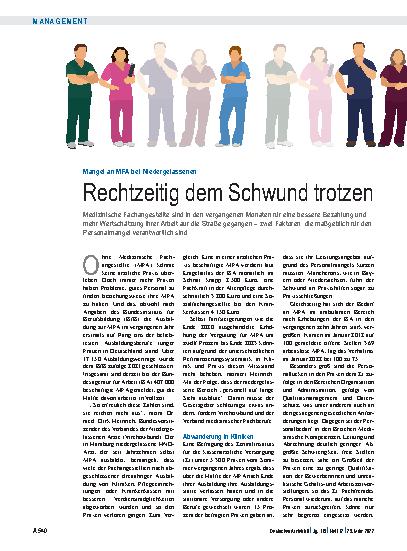 Vorschauseite 1: Mangel an MFA bei Niedergelassenen: Rechtzeitig dem Schwund trotzen