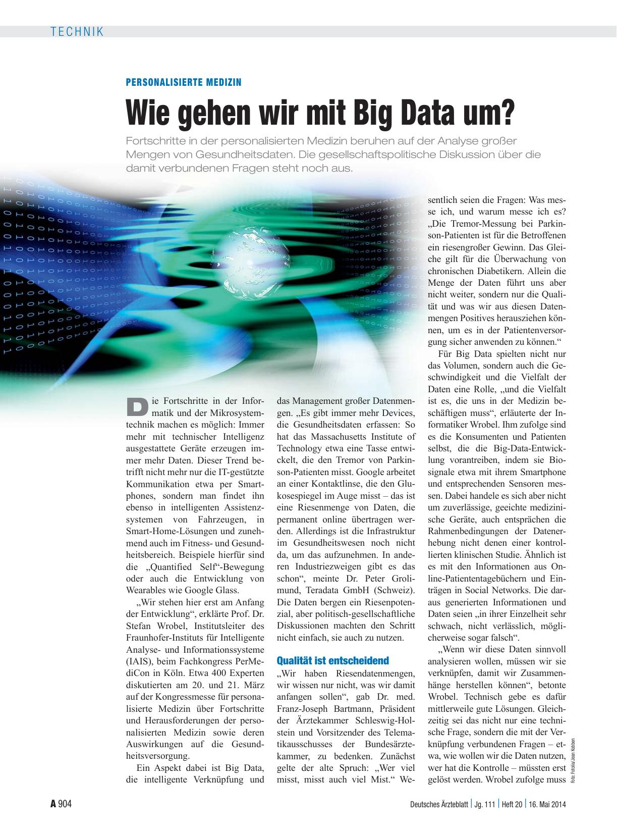 Vorschauseite 1: Personalisierte Medizin: Wie gehen wir mit Big Data um?