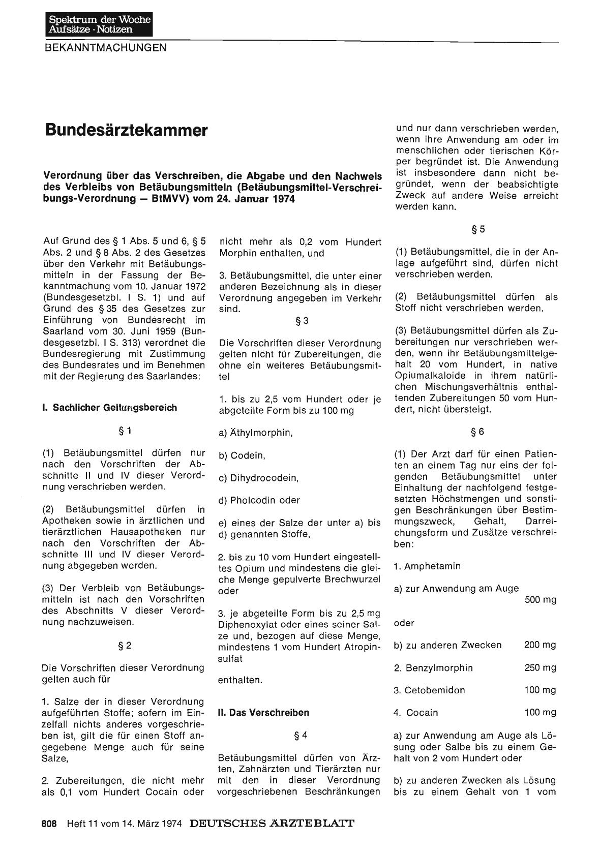 Vorschauseite 1: Bundesärztekammer: Verordnung über das Verschreiben, die Abgabe und den Nachweis des Verbleibs von Betäubungsmitteln (Betäubungsmittel-Verschreibungs-Verordnung — BtMVV) vom 24. J…
