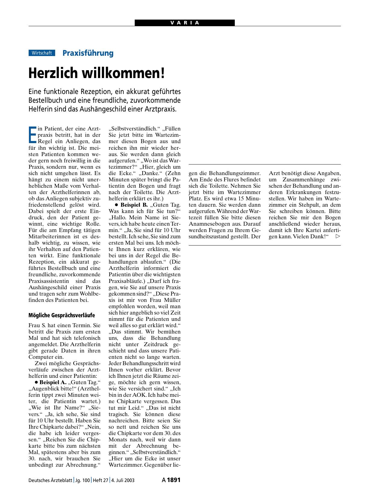 Vorschauseite 1: Praxisführung: Herzlich willkommen!