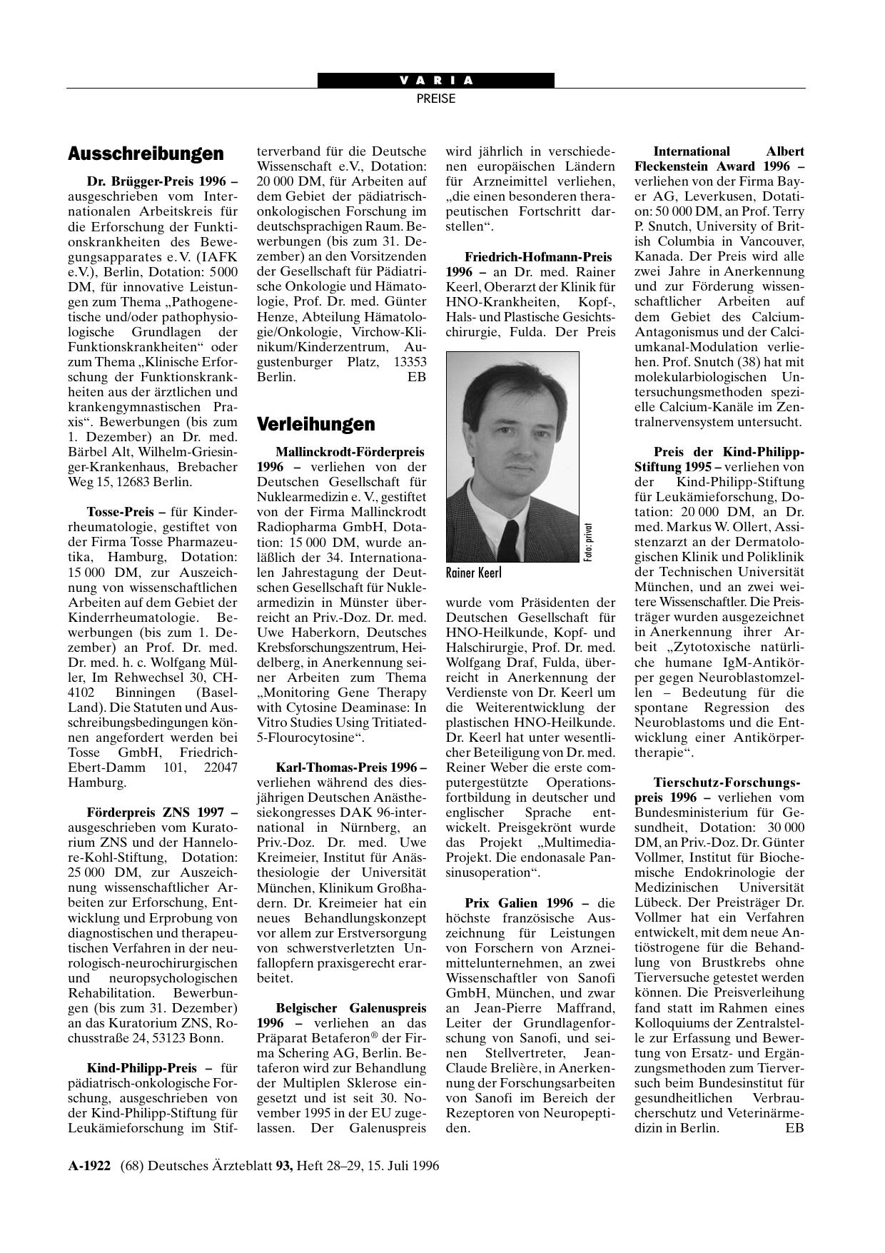 Vorschauseite 1: Ausschreibungen