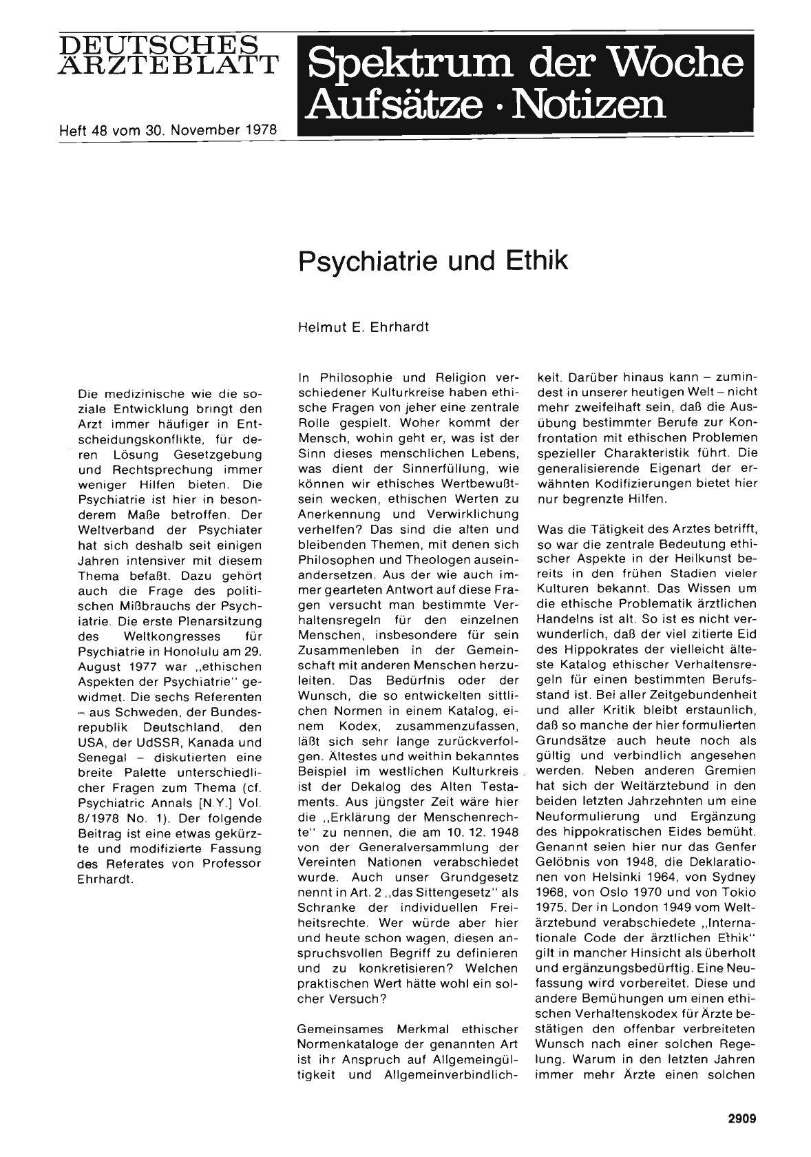 Vorschauseite 1: Psychiatrie und Ethik
