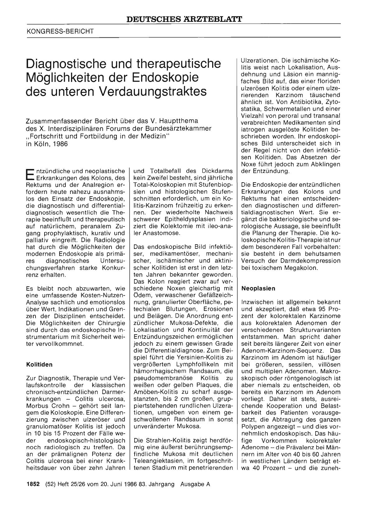 Vorschauseite 1: Diagnostische und therapeutische Möglichkeiten der Endoskopie des unteren Verdauungstraktes