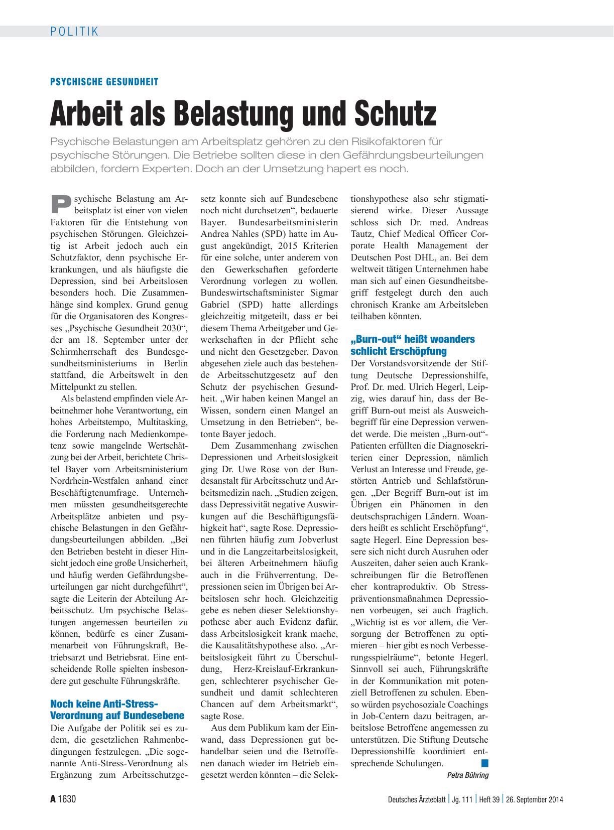 Vorschauseite 1: Psychische Gesundheit: Arbeit als Belastung und Schutz