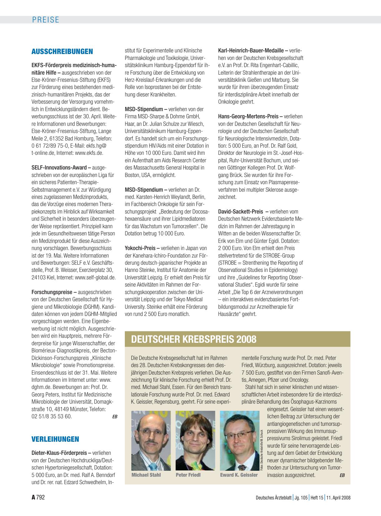 Vorschauseite 1: Deutscher Krebspreis 2008