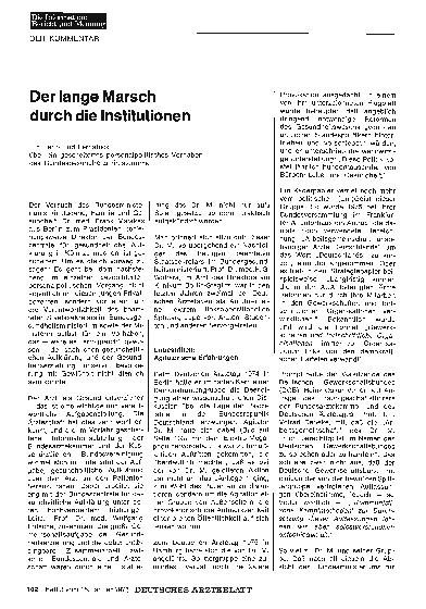 Vorschauseite 1: Der lange Marsch durch die Institutionen