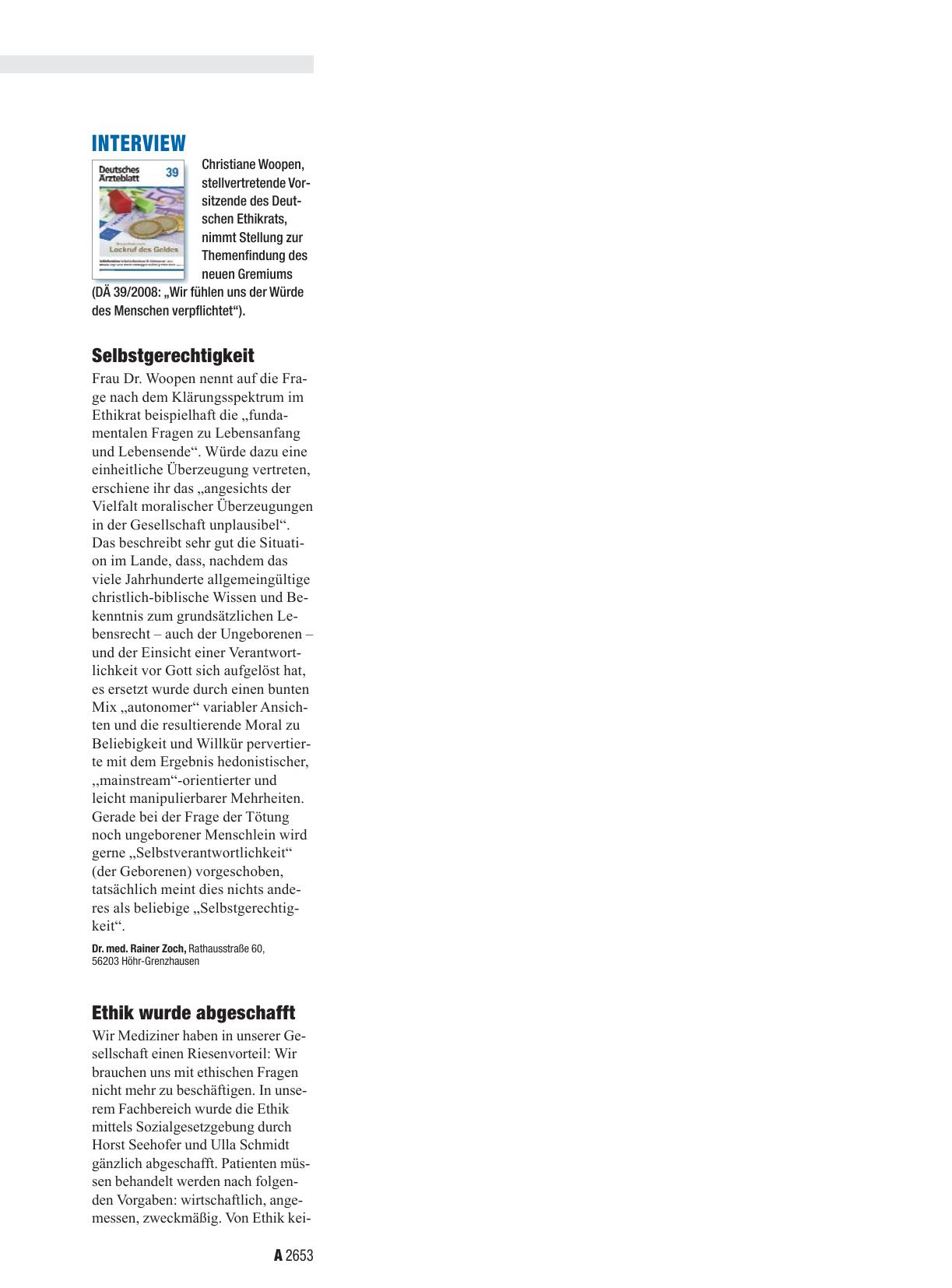 Vorschauseite 1: Interview: Ethik wurde abgeschafft